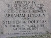 Plaque commemorating the Lincoln Douglas debate in 1858