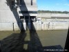 The lock is open waiting for the barges