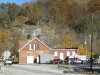 Streetview of Prairie du Rocher with the bluffs in the background